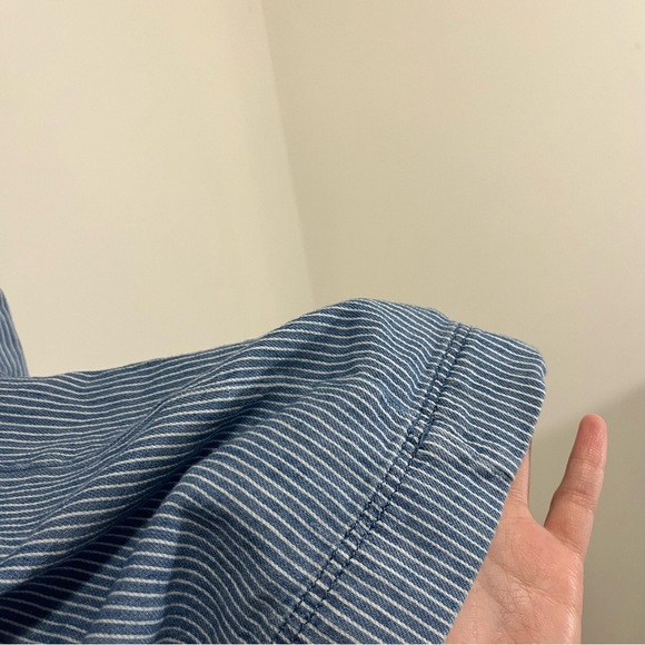 Old Navy Women's Denim Blue Striped Dress Overall Sleeveless Button Front Sz L - Picture 14 of 16